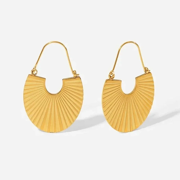 Crescent 18K Gold Plated Stainless Steel Waterproof Earrings - Picture 1 of 11